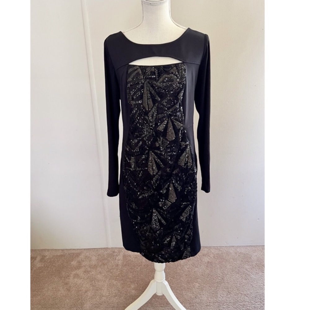 Lane Bryant Black Beaded Front Dress Size 16